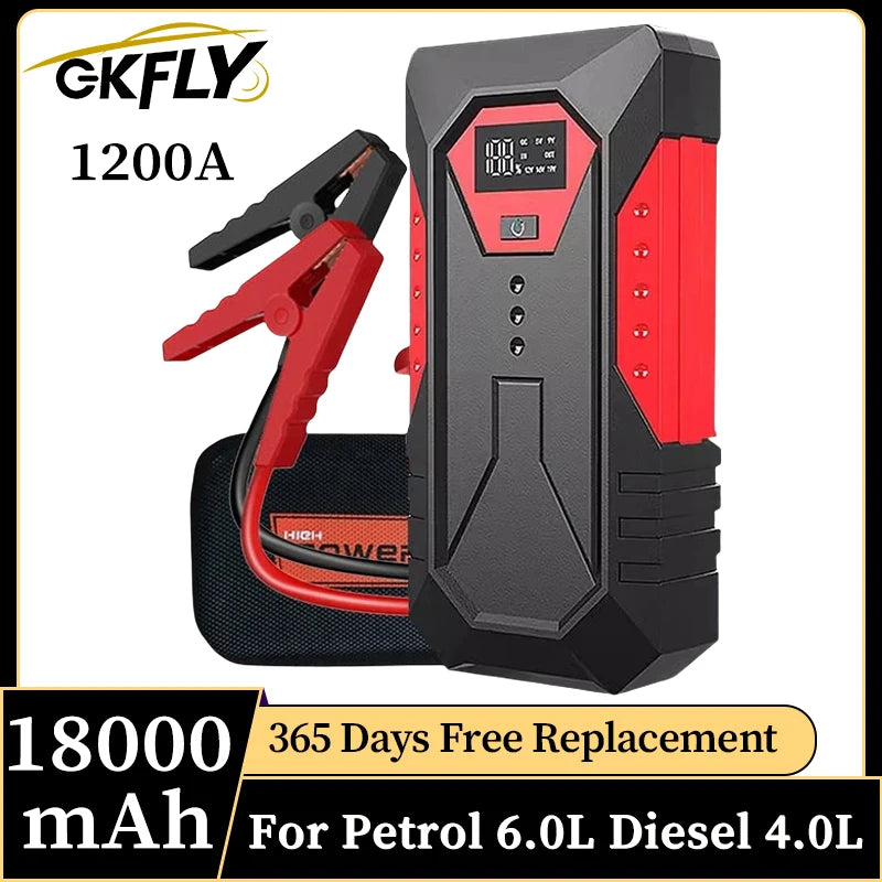 Avviatore di Emergenza Auto GKFLY 2000A | Power Bank 12V Portatile con Torcia LED, Carica Rapida e Protezione Intelligente