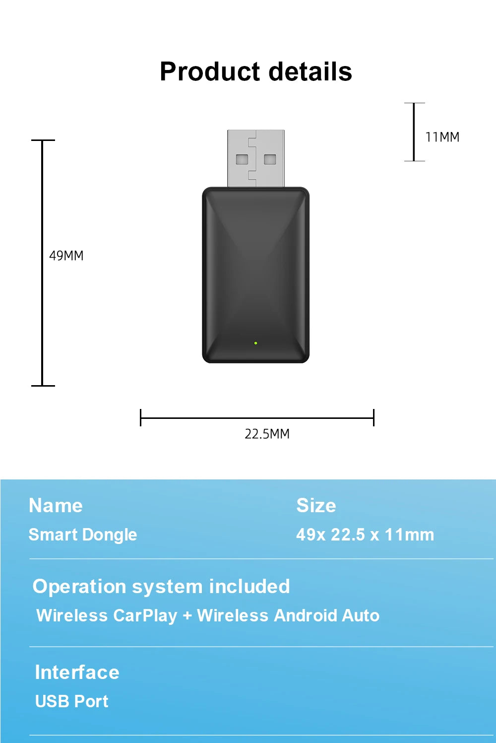 PLAYAIBOX 2-in-1 Wireless CarPlay & Android Auto Dongle – Connettività Senza Fili per iPhone e Android, Compatibile con Benz, Audi, Kia, Jeep e Altri Veicoli