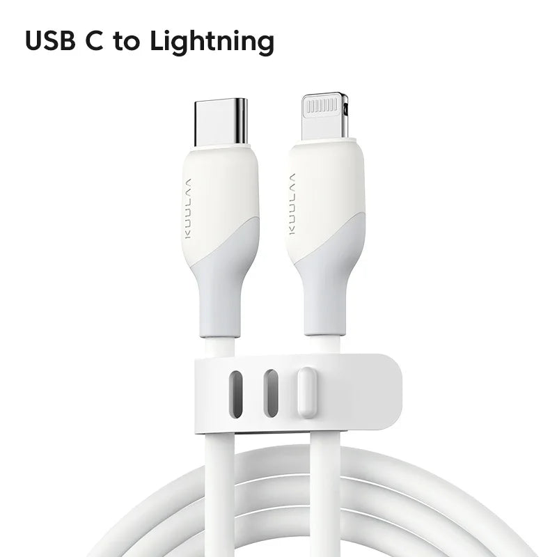 Cavo KUULAA USB-C a Lightning Certificato MFi – Ricarica Rapida PD 30W per iPhone 14, 13, 12, 11 Pro Max, XS, XR, 8 – Cavo Fast Charging Ultra Resistente