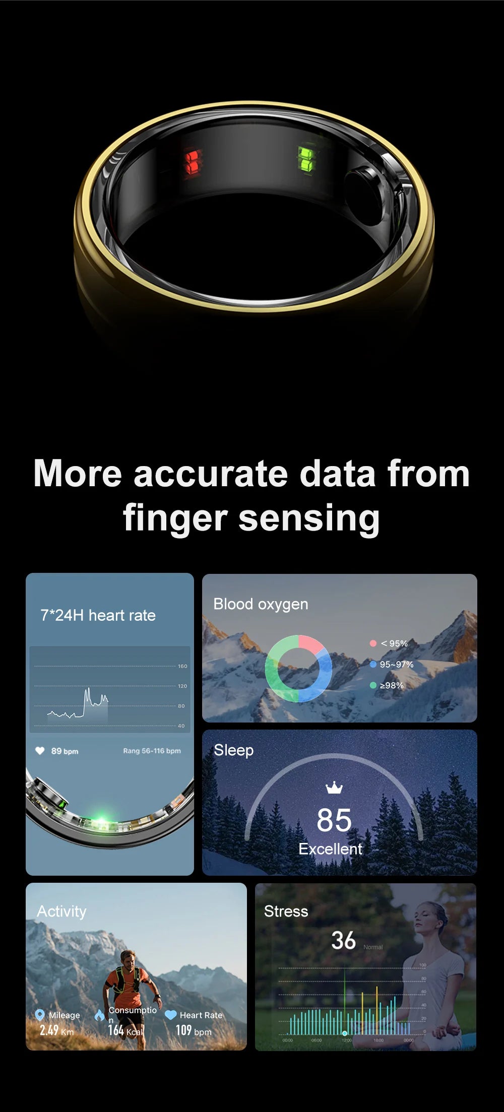 COLMI R06 Smart Ring – Anello Intelligente con Monitoraggio Frequenza Cardiaca & Ossigeno nel Sangue, Impermeabile IP68 & 5ATM, Modalità Multi-Sport per Uomo e Donna, Autonomia 7 Giorni