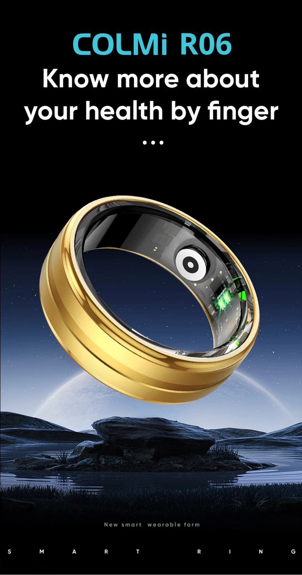 COLMI R06 Smart Ring – Anello Intelligente con Monitoraggio Frequenza Cardiaca & Ossigeno nel Sangue, Impermeabile IP68 & 5ATM, Modalità Multi-Sport per Uomo e Donna, Autonomia 7 Giorni